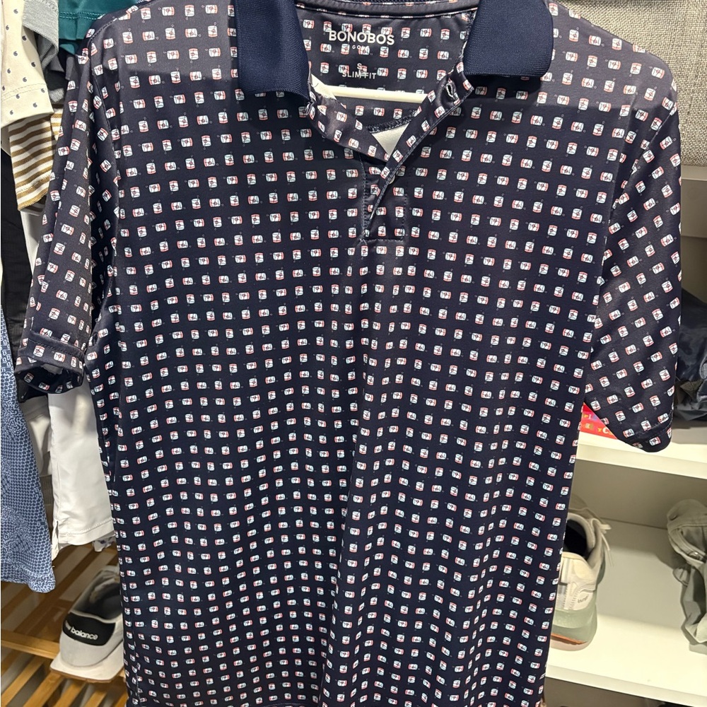 Bonobos Navy and White Patterned Polo Shirt